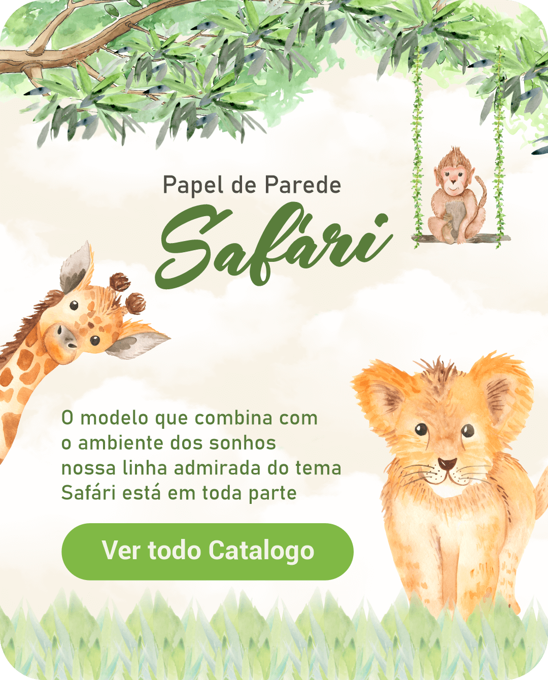 Banner Papel de parede safari para ambientes infantis