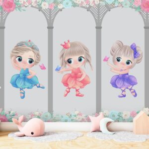 Ilustração aquarela de bailarinas delicadas para papel de parede infantil.