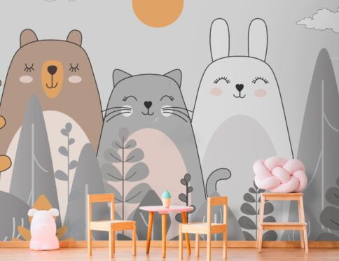 Papel de Parede Autoadesivo Floresta Encantada – Fácil de aplicar, perfeito para quartos de crianças.