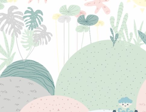 Papel de Parede Folhagem Pastel para decoração moderna e aconchegante.