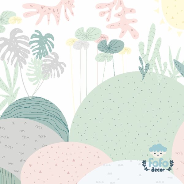 Papel de Parede Folhagem Pastel para decoração moderna e aconchegante.