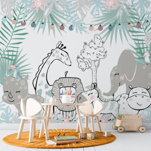 Papel de Parede Natureza e Animais - Modelo Animais da Floresta Tropical