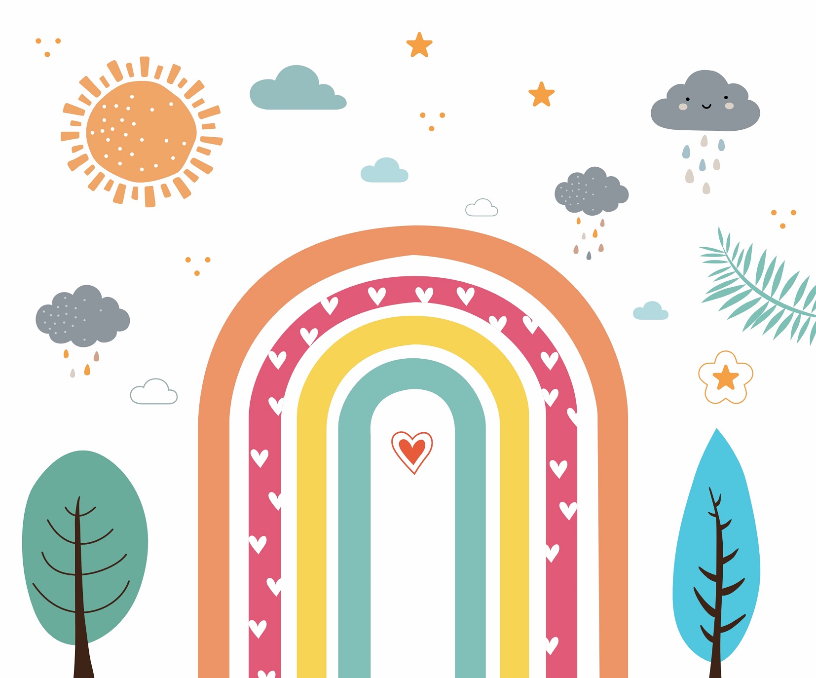 Papel de Parede Arco-Íris para quarto infantil colorido e alegre