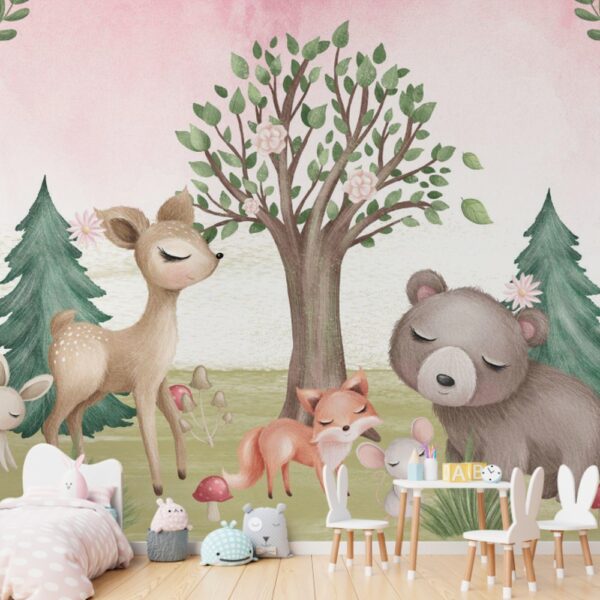 Papel de Parede Bichinhos da Floresta – Decoração Aquarelada para Bebês