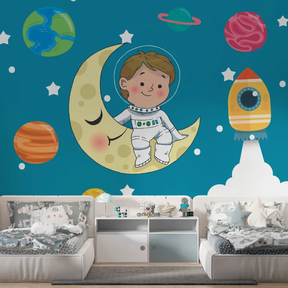 papel-de-parede-infantil-planetas-e-astronauta