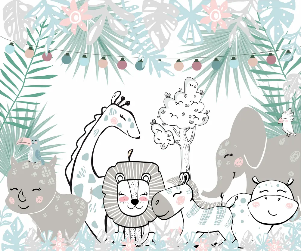 Papel de Parede Natureza e Animais - Modelo Animais da Floresta Tropical