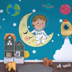 papel-de-parede-infantil-planetas-e-astronauta