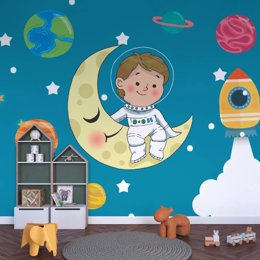 papel-de-parede-infantil-planetas-e-astronauta