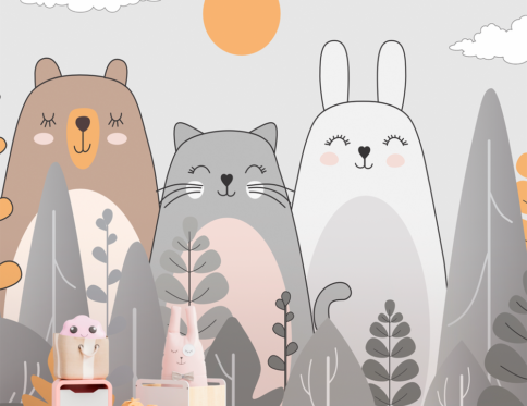 Papel de Parede Floresta Encantada – Estampa com animais da floresta e árvores mágicas para quartos infantis.