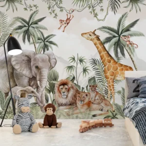 Papel de Parede Safari Animais Selvagens na Floresta