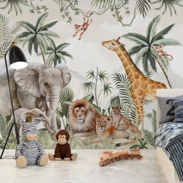 Papel de Parede Safari Animais Selvagens na Floresta