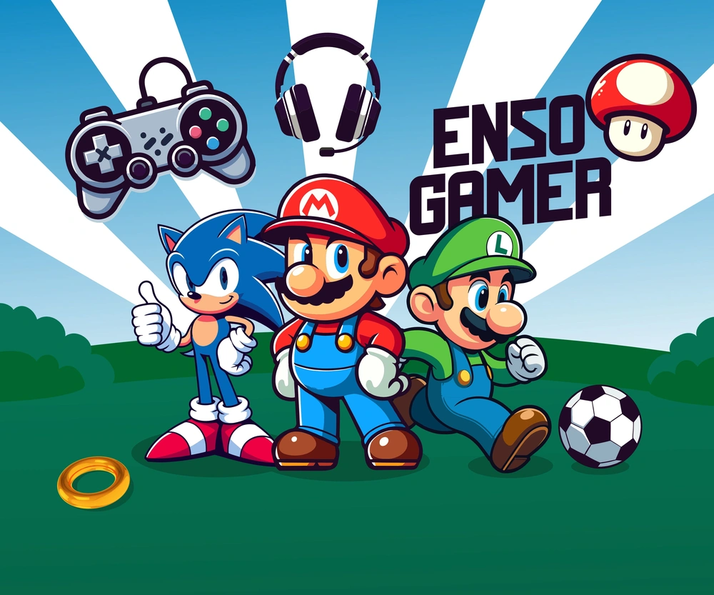 Papel de parede temático para salas de jogos com Mario e Sonic.