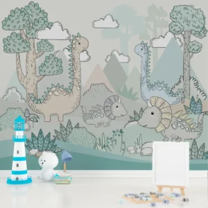 Papel de Parede Mundo dos Dinossauros - Paisagem Pré-Histórica