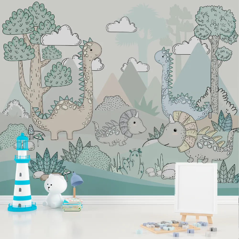 Papel de Parede Mundo dos Dinossauros - Paisagem Pré-Histórica