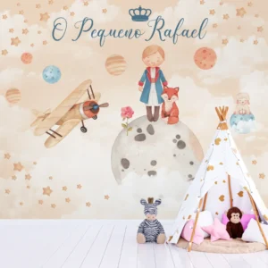 Papel de Parede O Pequeno Príncipe Personalizado - Planetas e Estrelas