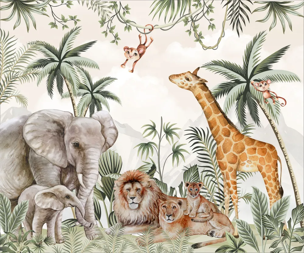 Papel de Parede Safari Animais Selvagens na Floresta