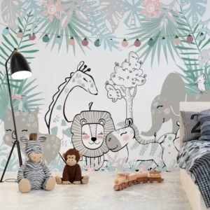 Papel de Parede Natureza e Animais - Modelo Animais da Floresta Tropical