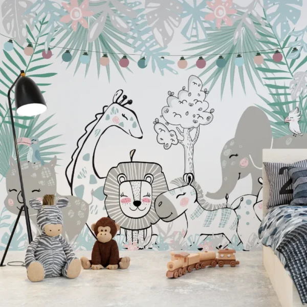 Papel de Parede Natureza e Animais - Modelo Animais da Floresta Tropical
