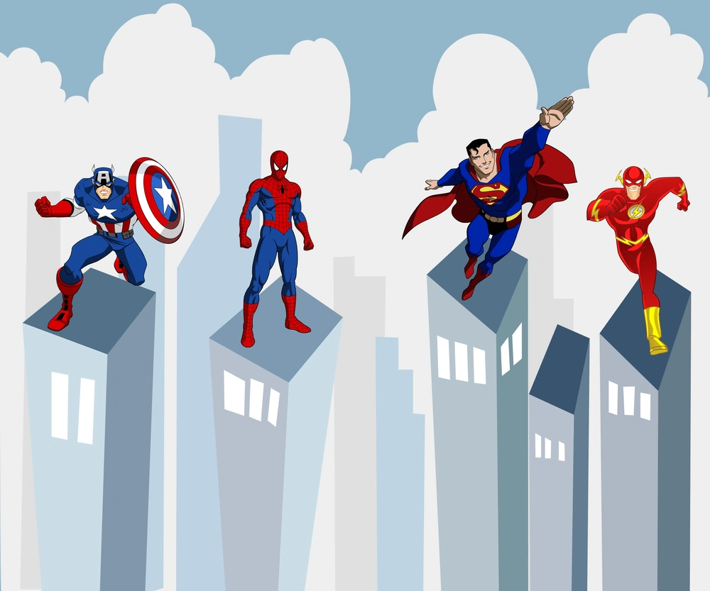 Papel de Parede Super-Heróis para decoração de quarto geek infantil ou adolescente.