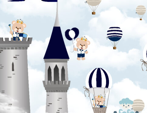 Papel de Parede Ursinho Príncipe Azul para decoração de quarto infantil