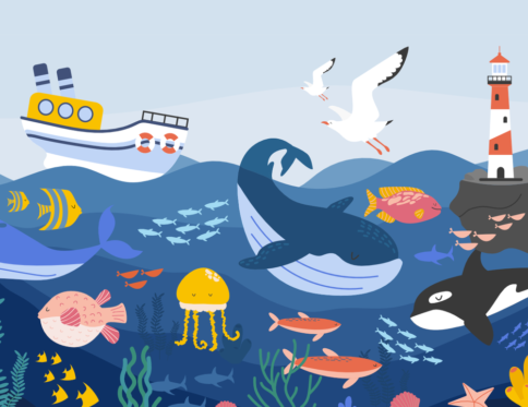 Decoração infantil com temática marinha, trazendo peixes, corais e criaturas do fundo do mar para um ambiente encantador.