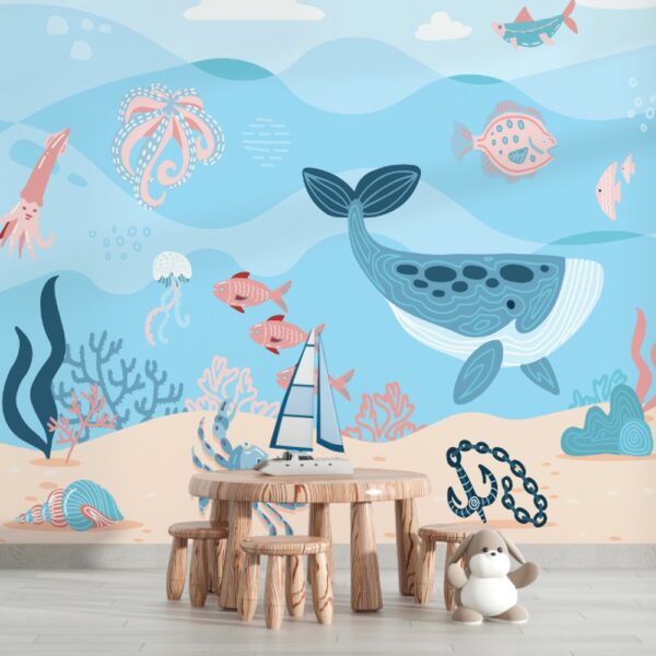 Papel de Parede Oceano: Encanto e Diversão para Crianças