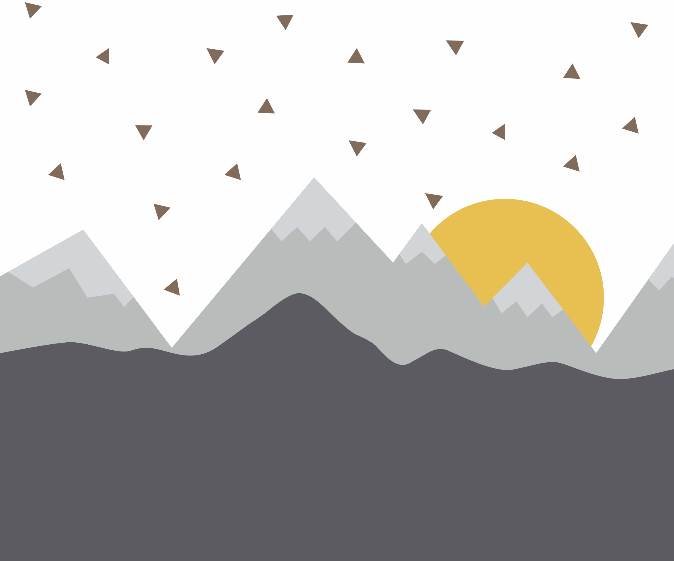 Papel de Parede Contemporâneo - Paisagem Minimalista de Montanhas