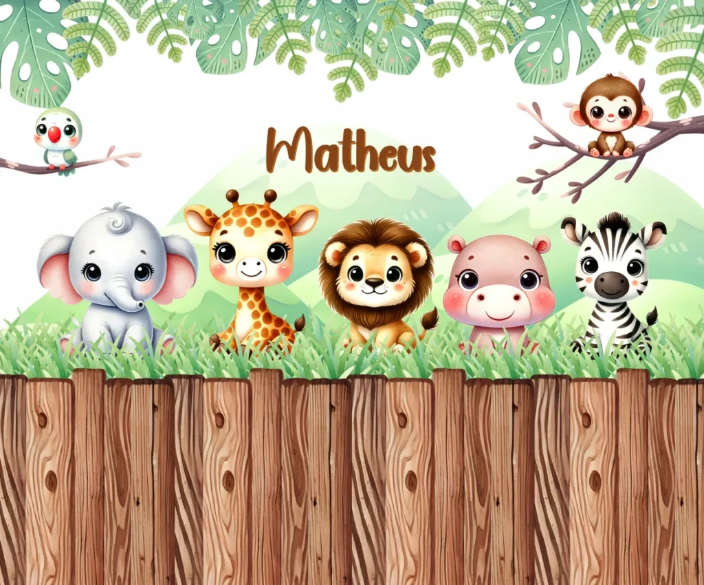 Painel Safari com Bichinhos Fofos