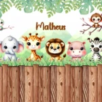 Painel Safari com Bichinhos Fofos