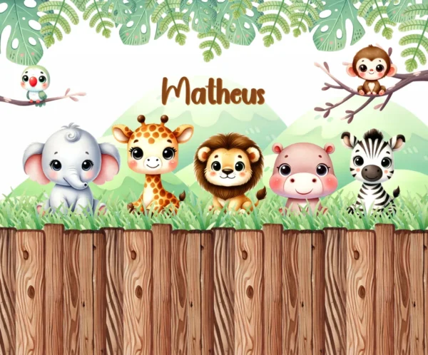 Painel Safari com Bichinhos Fofos