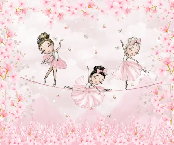 Papel de Parede Bailarinas Delicadas com Flores de Cerejeira