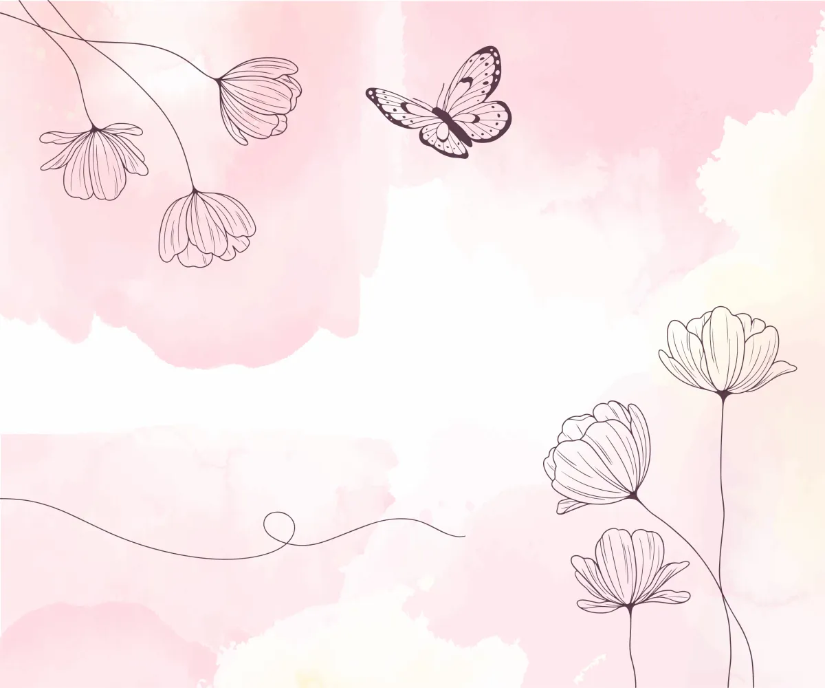 Papel de Parede Floral Delicado com Borboleta