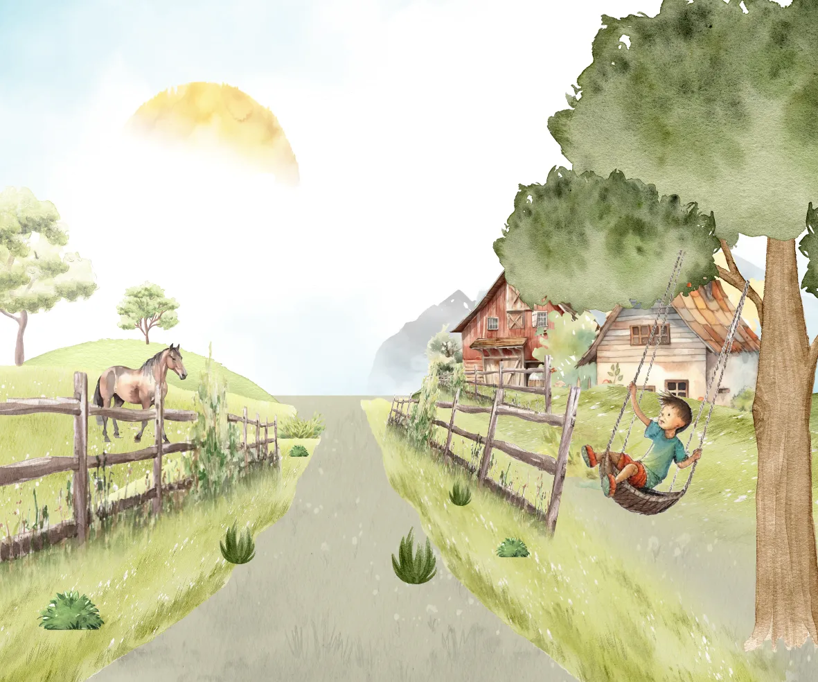 Papel de Parede Infantil Fazenda Aquarela