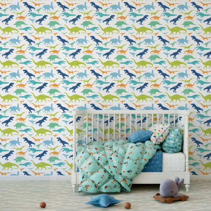 Papel de Parede Infantil Dinossauros Coloridos