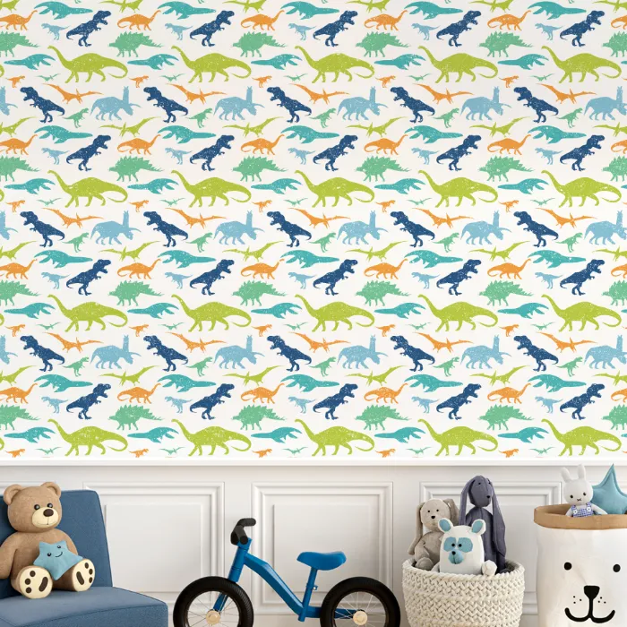 Papel de Parede Infantil Dinossauros Coloridos