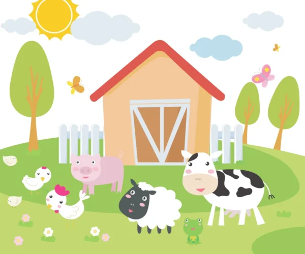 Papel de Parede Infantil Fazendinha Animada