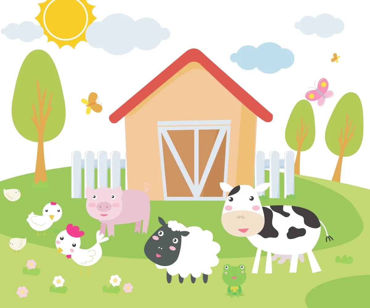 Papel de Parede Infantil Fazendinha Animada