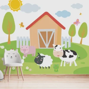 Papel de Parede Infantil Fazendinha Animada