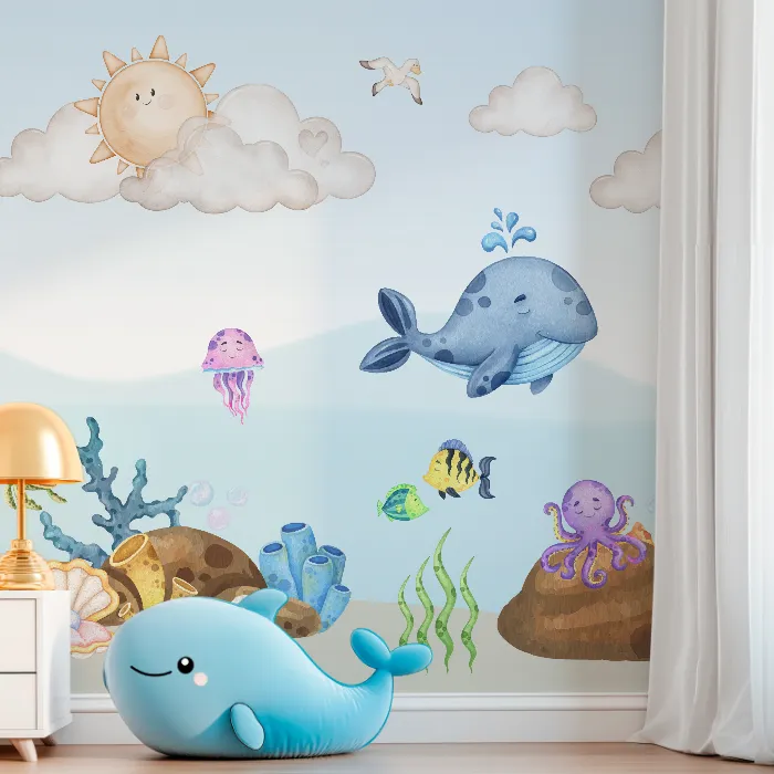 Painel Fundo do Mar Aquarela