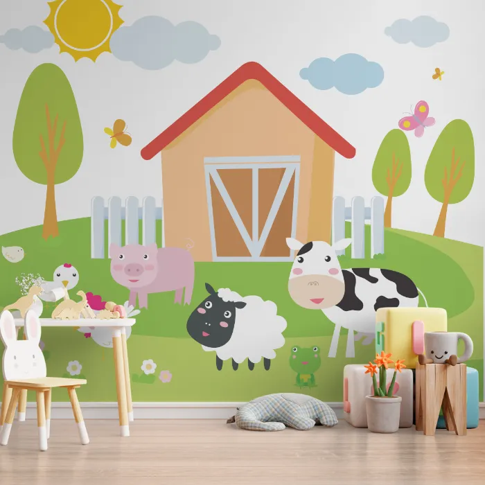 Papel de Parede Infantil Fazendinha Animada