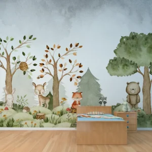 Papel de Parede Floresta Encantada Aquarela