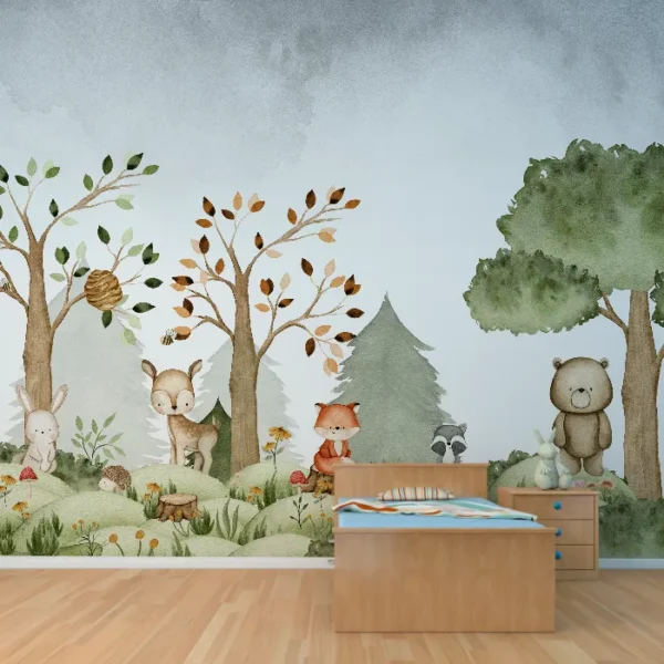 Papel de Parede Floresta Encantada Aquarela
