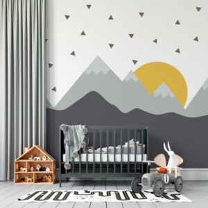 Papel de Parede Contemporâneo - Paisagem Minimalista de Montanhas