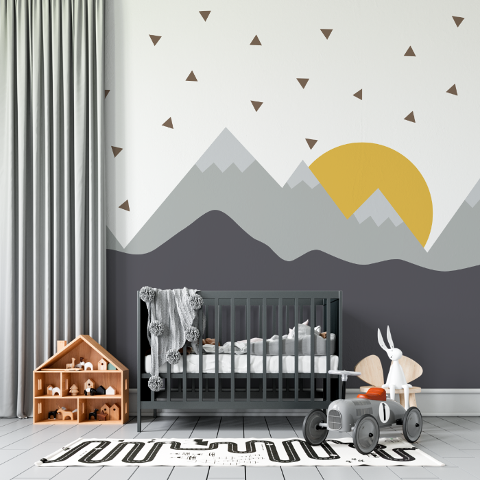 Papel de Parede Contemporâneo - Paisagem Minimalista de Montanhas