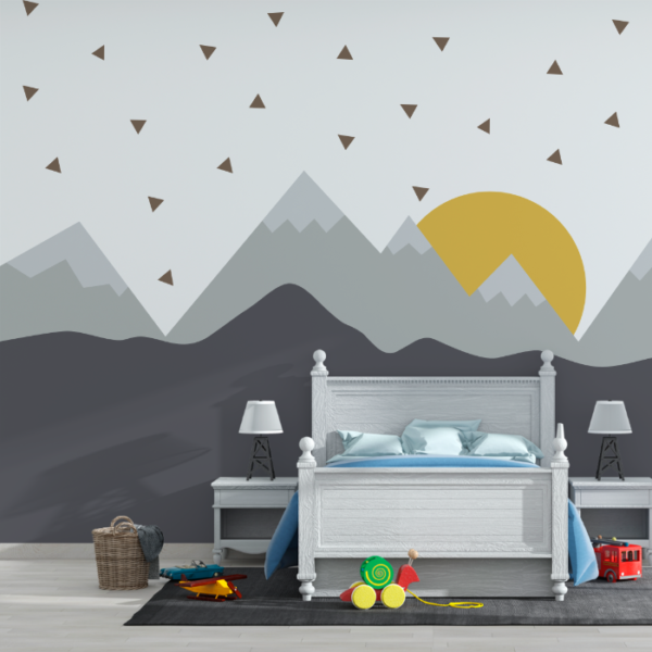 Papel de Parede Contemporâneo - Paisagem Minimalista de Montanhas