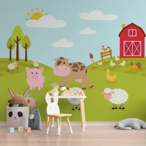 Papel de Parede de Animais de Fazenda - Cenário Alegre e Vivo