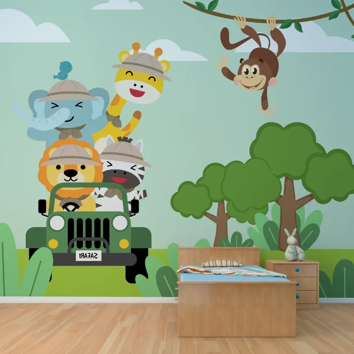 Papel de Parede Infantil Aventura no Safari