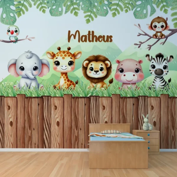 Painel Safari com Bichinhos Fofos