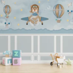 Papel de Parede Infantil Ursinhos Aviadores