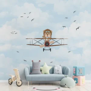 Papel de Parede Urso Aviador nas Nuvens